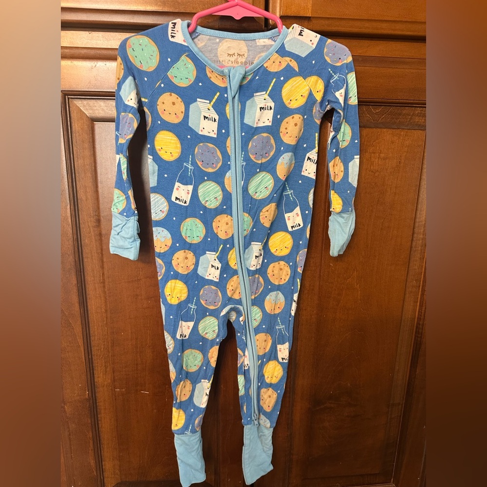 Little Sleepies Blue Milk and Cookies Kids Footie